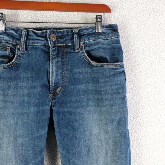 Silver Jeans Mens 30X30 Blue Allan Classic Fit Slim Straight Stone Wash Whiskers - Picture 2 of 13